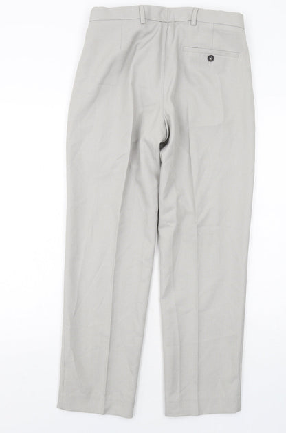 Marks and Spencer Mens Grey Polyester Chino Trousers Size 30 in L29 in Regular Zip
