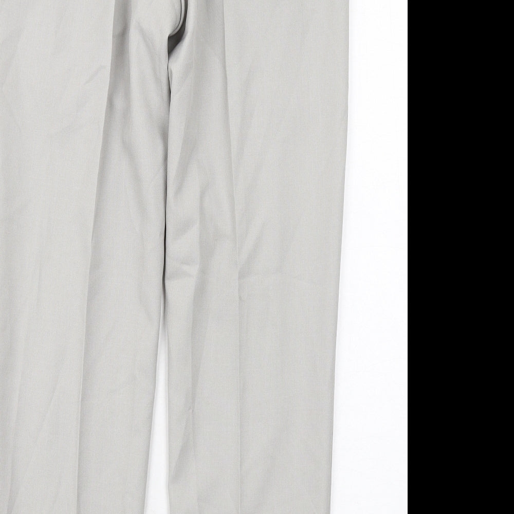 Marks and Spencer Mens Grey Polyester Chino Trousers Size 30 in L29 in Regular Zip