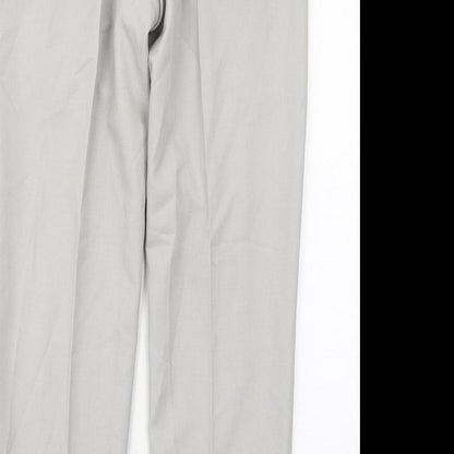 Marks and Spencer Mens Grey Polyester Chino Trousers Size 30 in L29 in Regular Zip