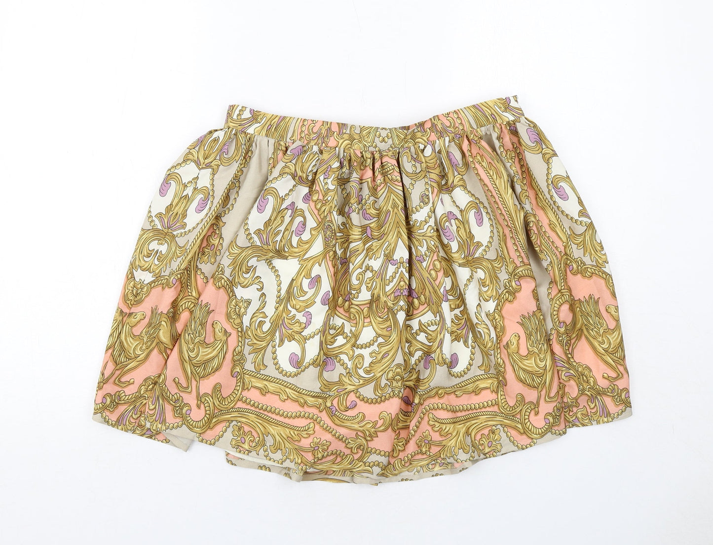 Oasis Womens Multicoloured Geometric Polyester Skater Skirt Size 12 Zip