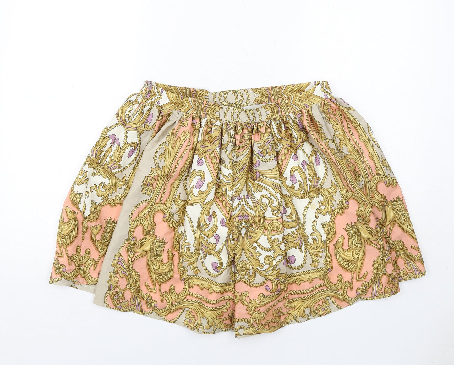 Oasis Womens Multicoloured Geometric Polyester Skater Skirt Size 12 Zip