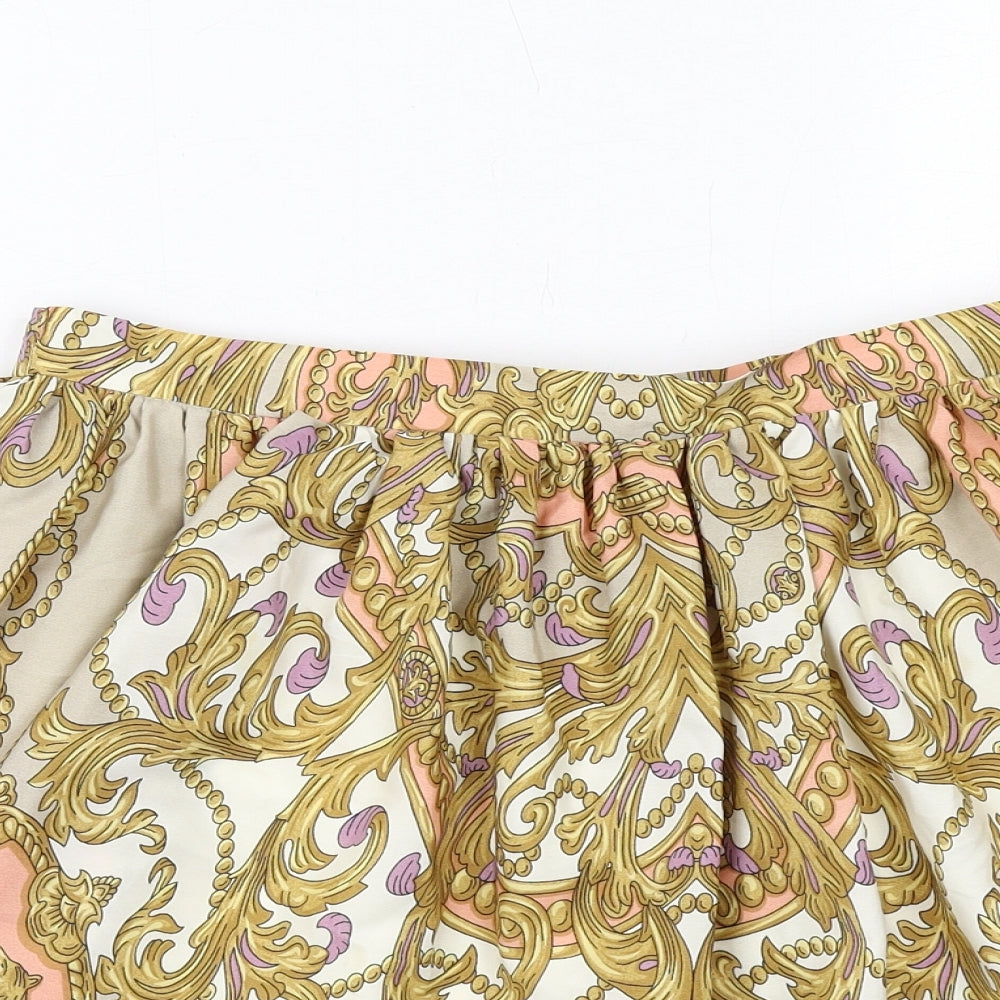 Oasis Womens Multicoloured Geometric Polyester Skater Skirt Size 12 Zip