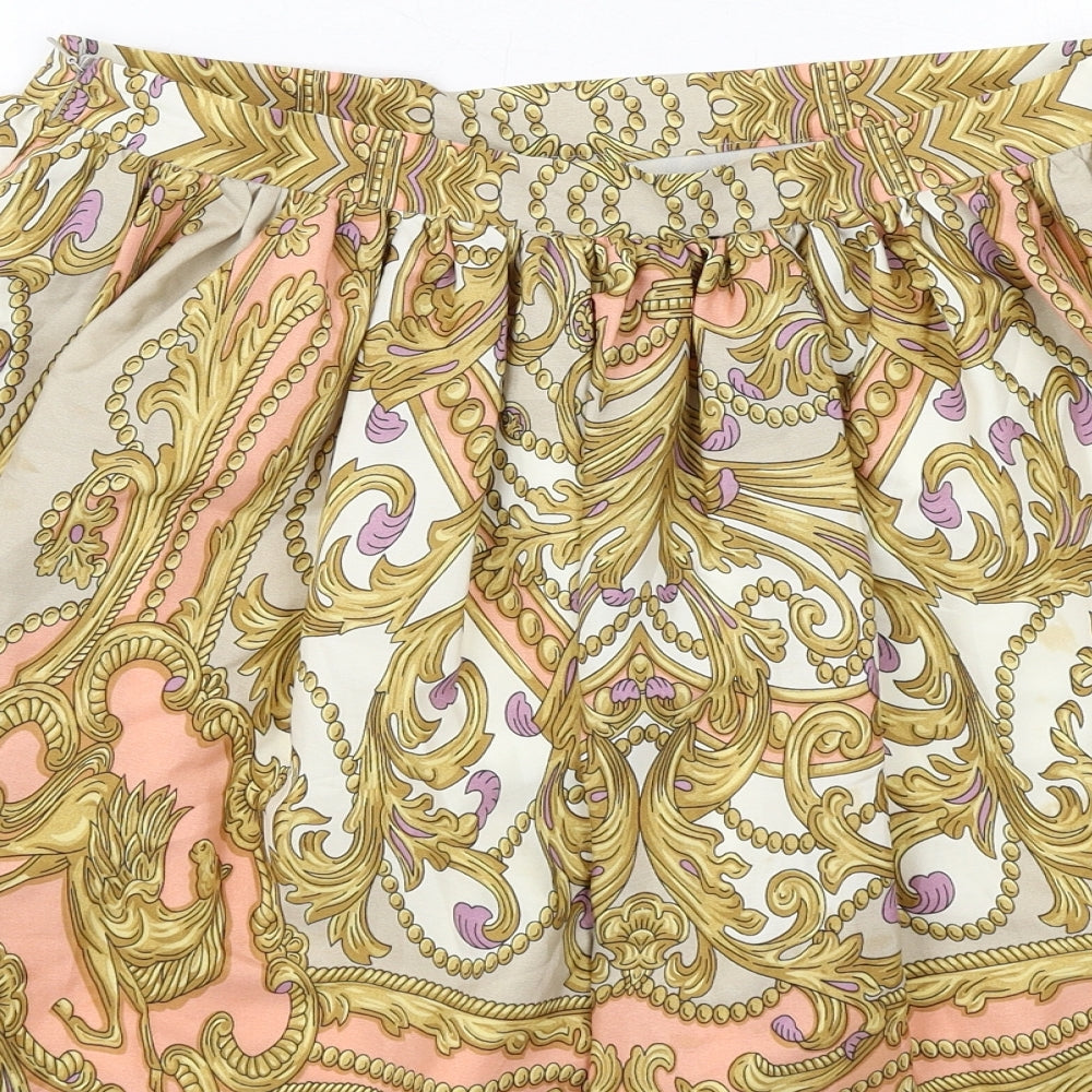 Oasis Womens Multicoloured Geometric Polyester Skater Skirt Size 12 Zip