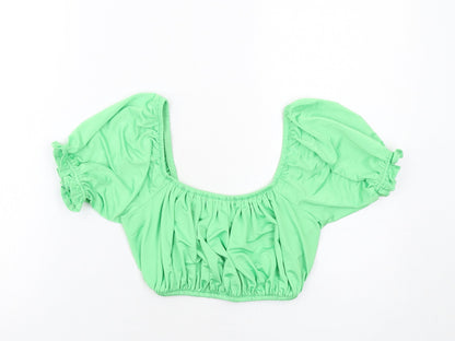 Womens UK Size S Urban Outfitters Green Cropped Blouse