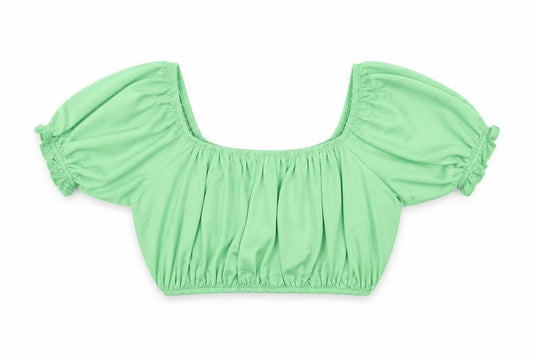 Womens UK Size S Urban Outfitters Green Cropped Blouse