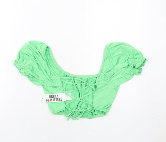 Womens UK Size S Urban Outfitters Green Cropped Blouse