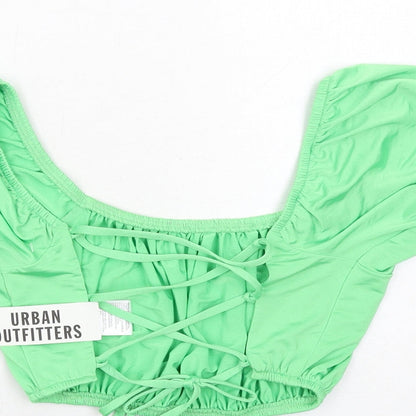 Womens UK Size S Urban Outfitters Green Cropped Blouse