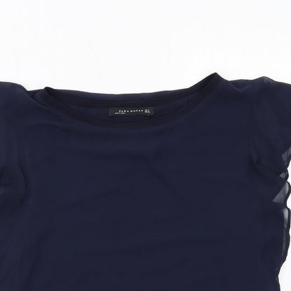 Womens UK Size S Zara Blue Basic Blouse