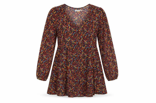 Kimchi Blue Womens Multicoloured Floral Polyester A-Line Size XS V-Neck Zip