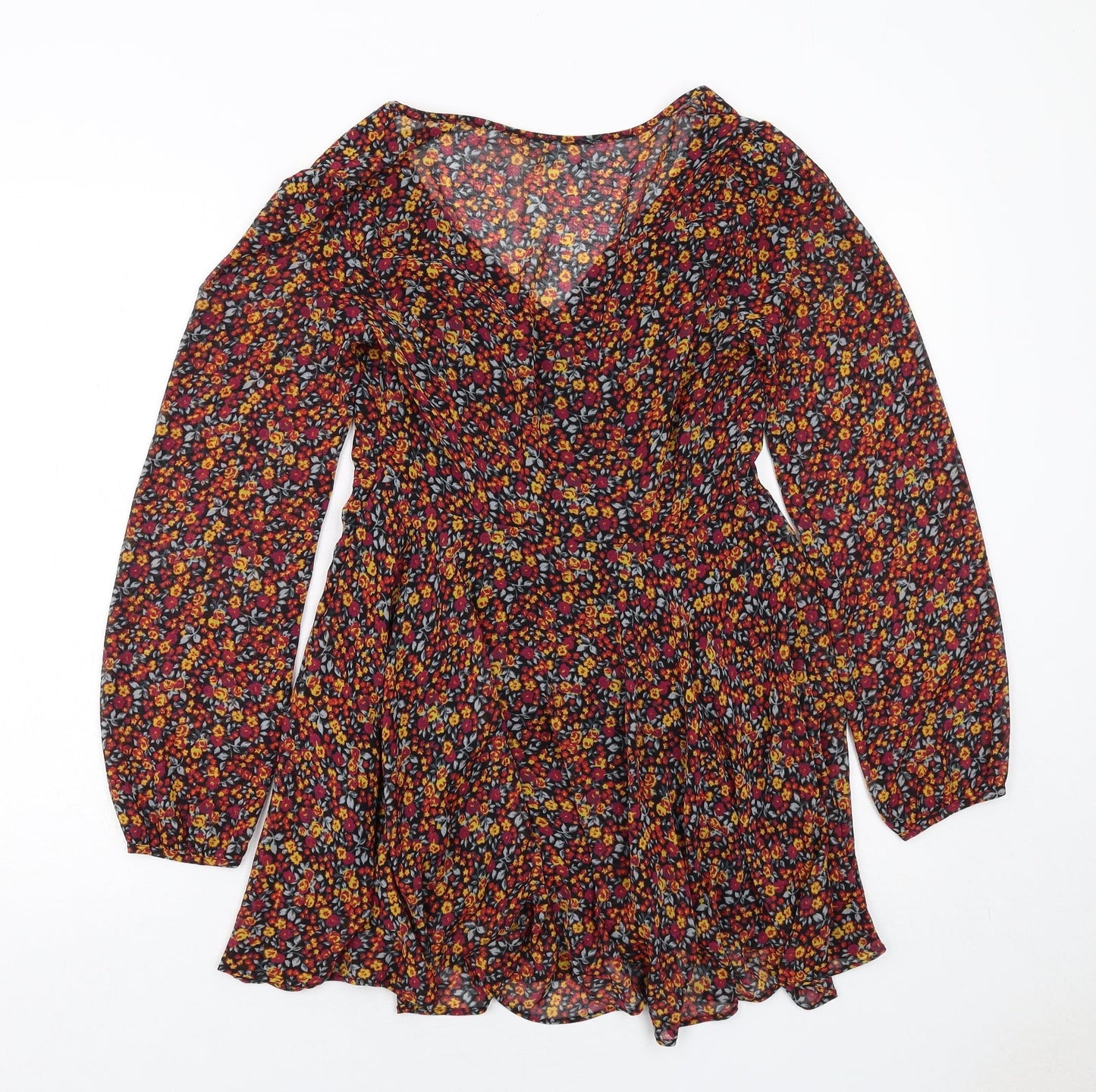 Kimchi Blue Womens Multicoloured Floral Polyester A-Line Size XS V-Neck Zip