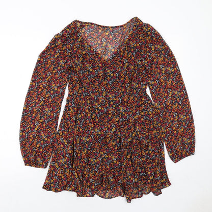Kimchi Blue Womens Multicoloured Floral Polyester A-Line Size XS V-Neck Zip
