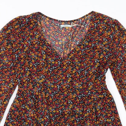 Kimchi Blue Womens Multicoloured Floral Polyester A-Line Size XS V-Neck Zip