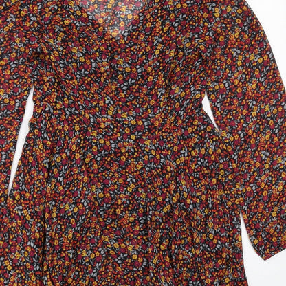 Kimchi Blue Womens Multicoloured Floral Polyester A-Line Size XS V-Neck Zip
