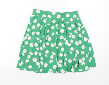 ASOS Womens Green Floral Viscose Skater Skirt Size 10