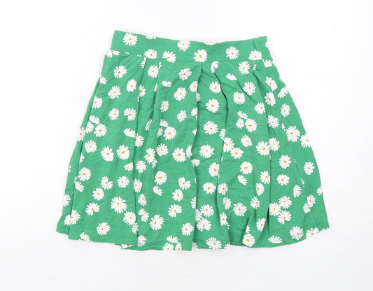 ASOS Womens Green Floral Viscose Skater Skirt Size 10