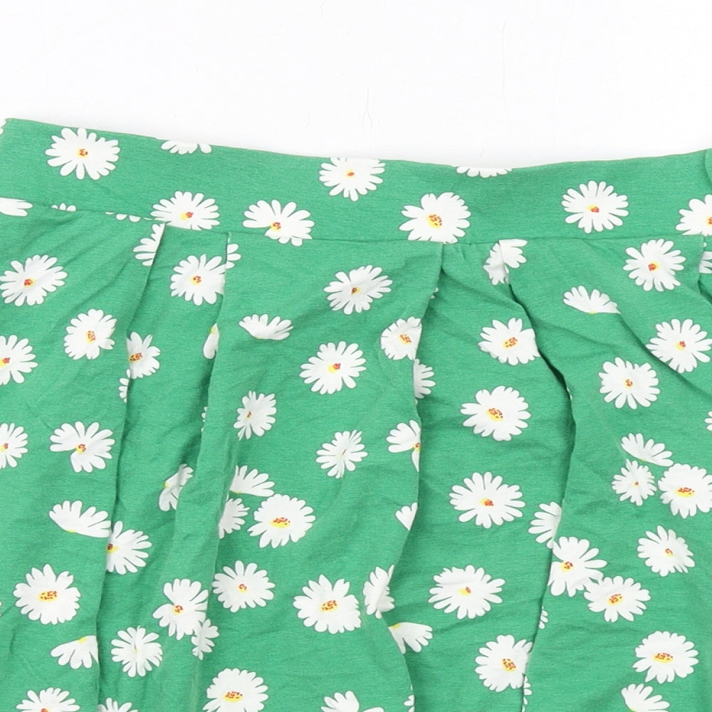 ASOS Womens Green Floral Viscose Skater Skirt Size 10
