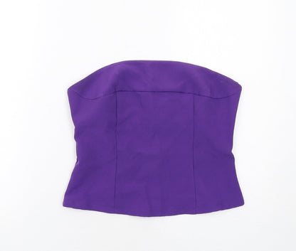 Boohoo Womens Purple Polyester Basic Tank Size 10 Off the Shoulder