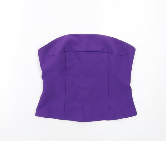 Boohoo Womens Purple Polyester Basic Tank Size 10 Off the Shoulder