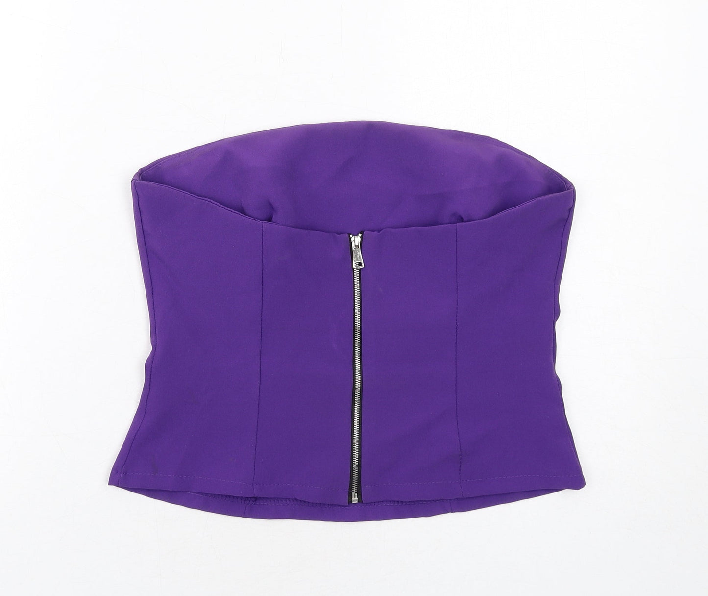 Boohoo Womens Purple Polyester Basic Tank Size 10 Off the Shoulder