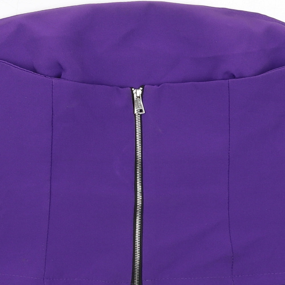 Boohoo Womens Purple Polyester Basic Tank Size 10 Off the Shoulder