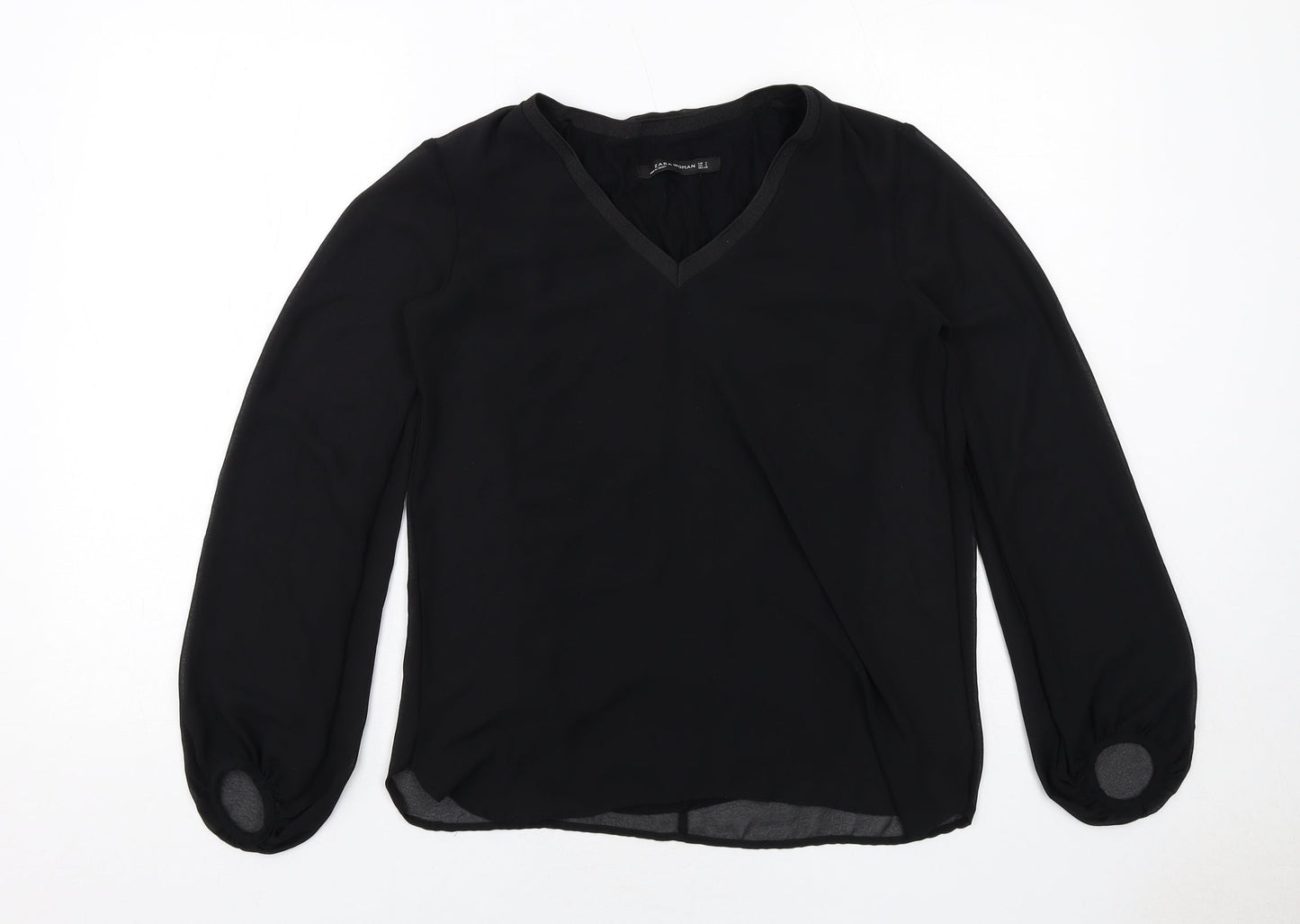 Womens UK Size S Zara Black Basic Blouse
