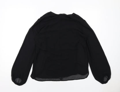 Womens UK Size S Zara Black Basic Blouse