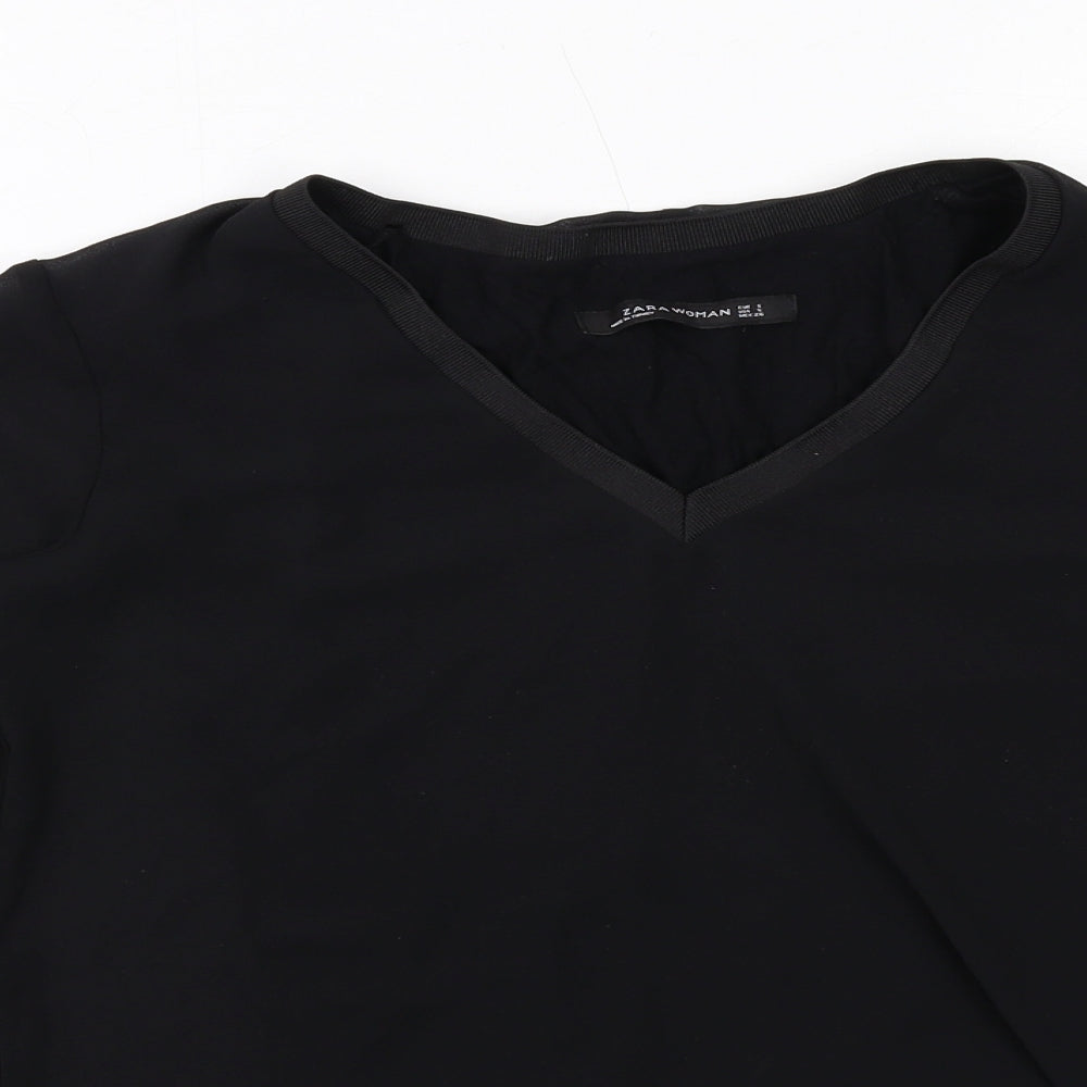Womens UK Size S Zara Black Basic Blouse