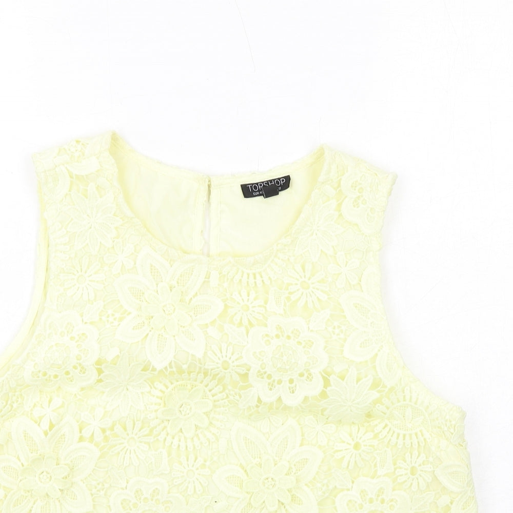 Womens UK Size 12 Topshop Yellow Basic Blouse