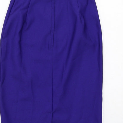 Pêche Womens Blue Polyester A-Line Skirt Size 10 Zip