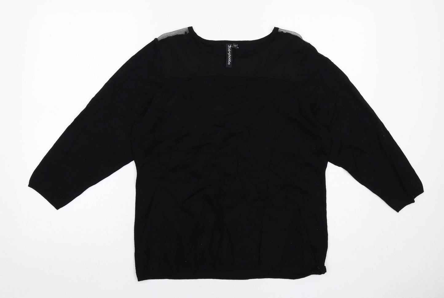 Zoe+Phoebe Womens Black Round Neck Rayon Pullover Jumper Size L