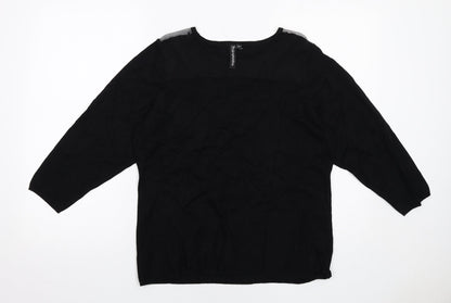 Zoe+Phoebe Womens Black Round Neck Rayon Pullover Jumper Size L