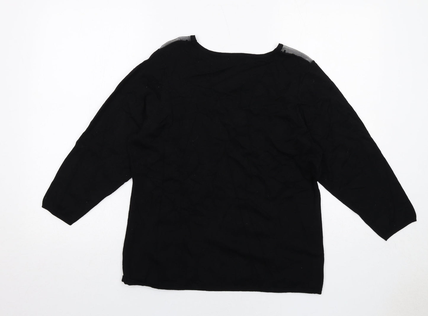 Zoe+Phoebe Womens Black Round Neck Rayon Pullover Jumper Size L