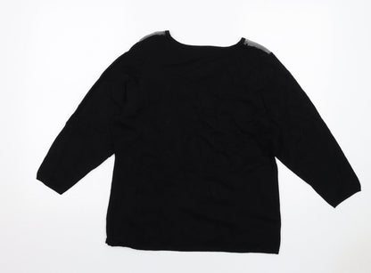 Zoe+Phoebe Womens Black Round Neck Rayon Pullover Jumper Size L