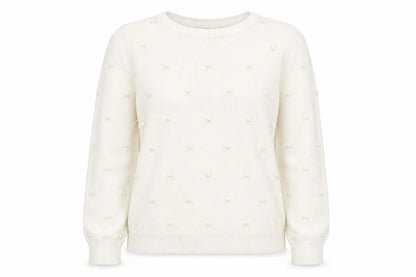 Alphabet Womens Beige Round Neck Geometric Viscose Pullover Jumper Size S