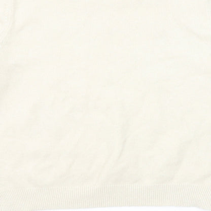 Alphabet Womens Beige Round Neck Geometric Viscose Pullover Jumper Size S