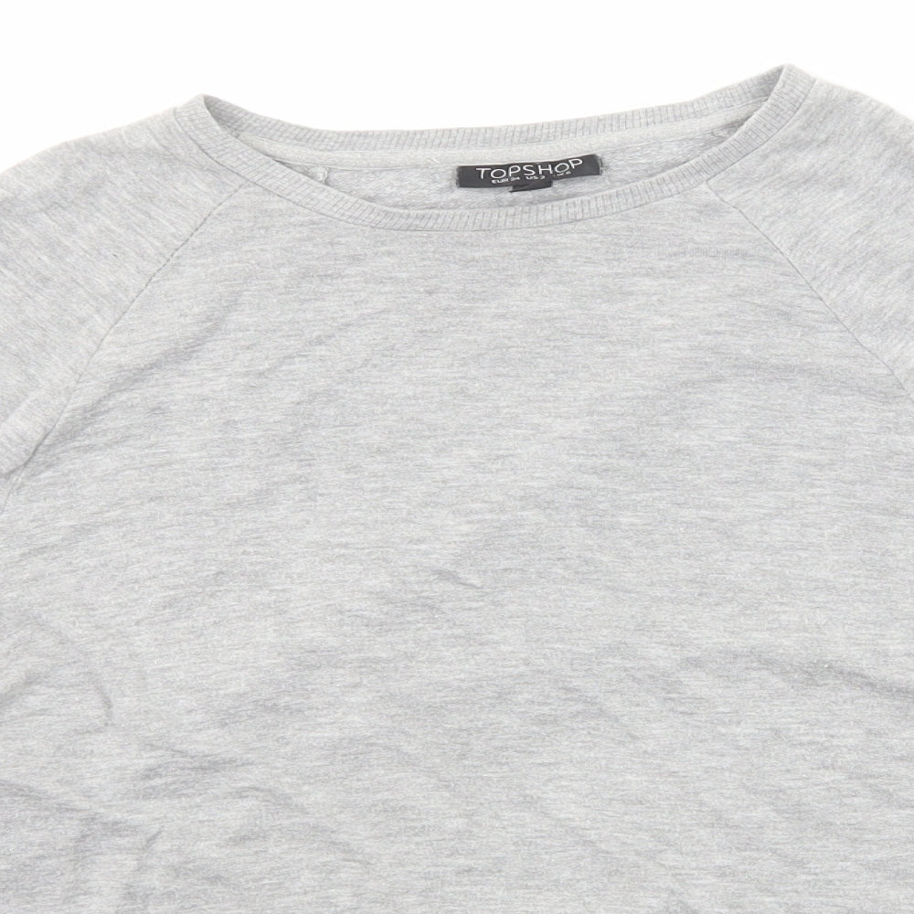Womens UK Size 6 Topshop Grey Basic T-Shirt