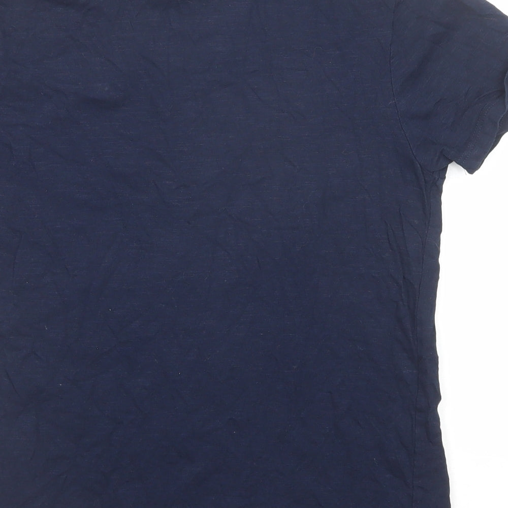 Marks and Spencer Boys Blue Cotton Basic T-Shirt Size 10-11 Years Round Neck Pullover