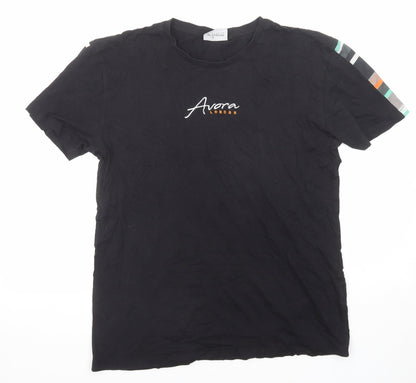 Avora Womens Black Cotton Basic T-Shirt Size XL Round Neck