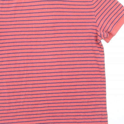 Gap Mens Red Striped Cotton Polo Size M Collared Button