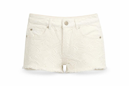 Miss Selfridge Womens Ivory Cotton Cut-Off Shorts Size 8 L3 in Regular Button