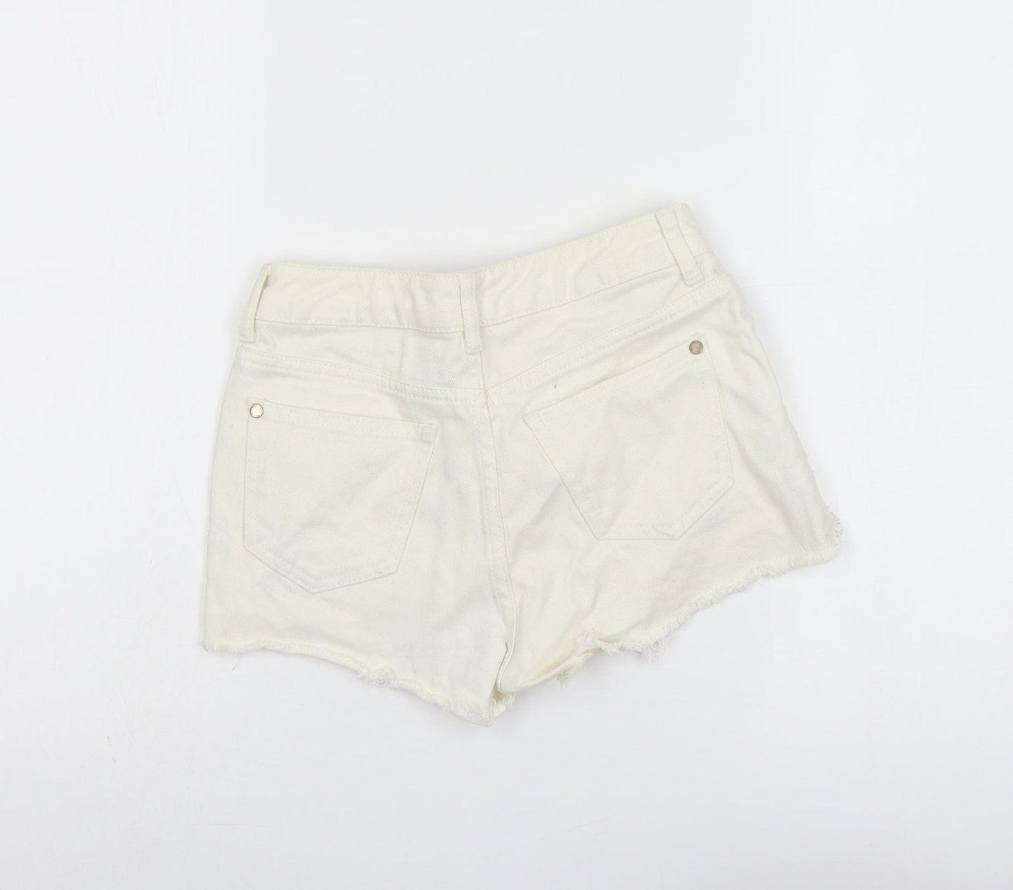 Miss Selfridge Womens Ivory Cotton Cut-Off Shorts Size 8 L3 in Regular Button