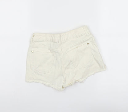Miss Selfridge Womens Ivory Cotton Cut-Off Shorts Size 8 L3 in Regular Button