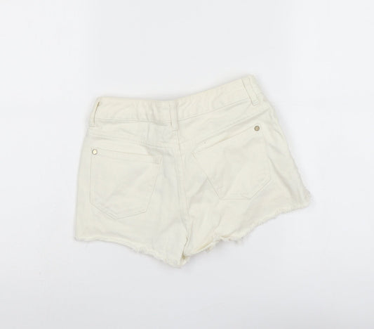 Miss Selfridge Womens Ivory Cotton Cut-Off Shorts Size 8 L3 in Regular Button