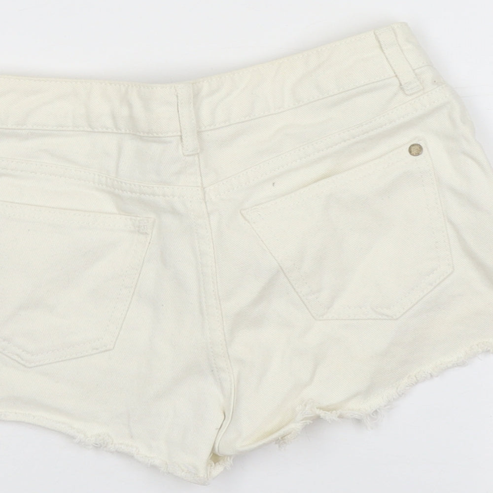 Miss Selfridge Womens Ivory Cotton Cut-Off Shorts Size 8 L3 in Regular Button