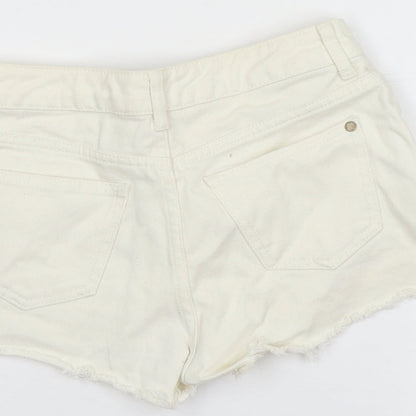 Miss Selfridge Womens Ivory Cotton Cut-Off Shorts Size 8 L3 in Regular Button