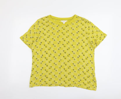 Womens UK Size 12 Per Una Yellow Basic T-Shirt