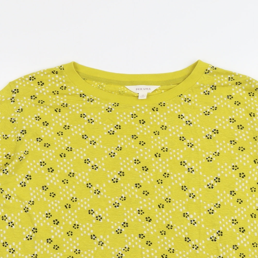 Womens UK Size 12 Per Una Yellow Basic T-Shirt