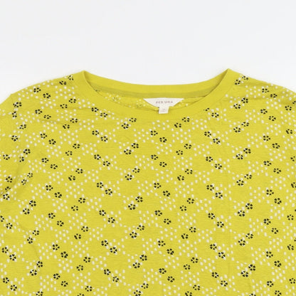 Womens UK Size 12 Per Una Yellow Basic T-Shirt