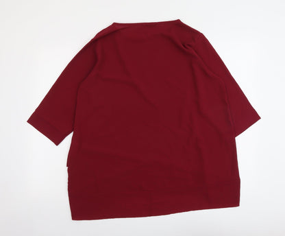 Quiz Womens Red Polyester Basic Blouse Size 16 Round Neck