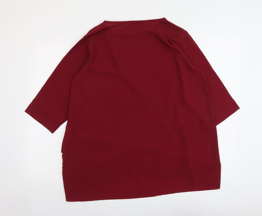 Quiz Womens Red Polyester Basic Blouse Size 16 Round Neck